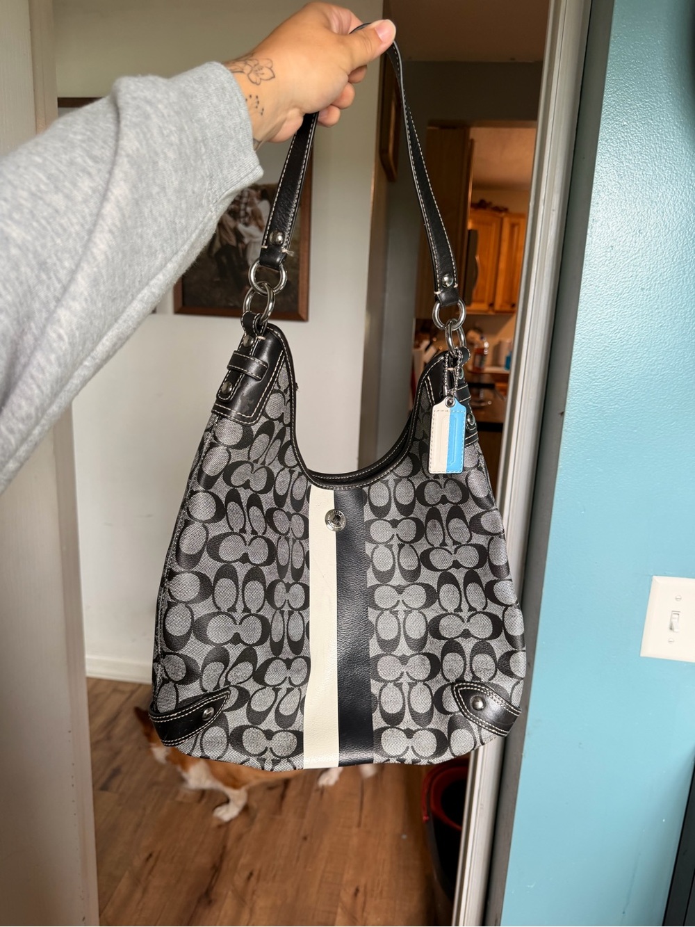 Women's Signature Monogram Hobo Bag in Black and Gray